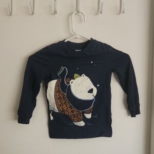 M13a  Adorable Polar Bear w/ 3d flannel scarf ribbed neck cuff long sleeve T